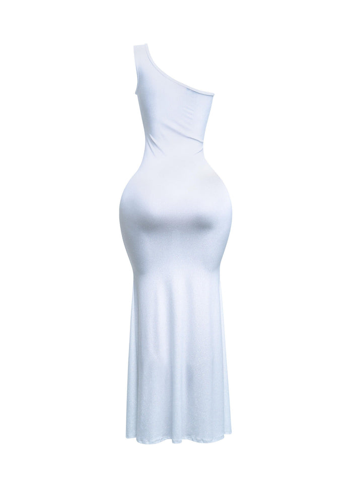 Wavy wired one shoulder maxi dress - Muvin 