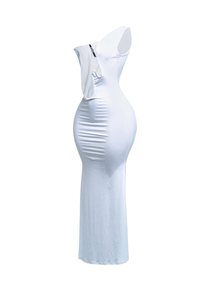 Wavy wired one shoulder maxi dress - Muvin 