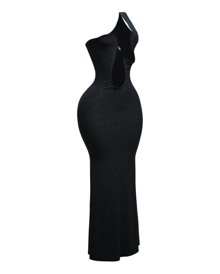Wavy wired one shoulder maxi dress - Muvin 