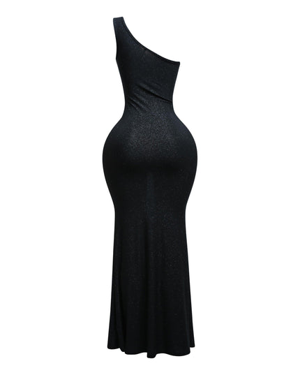 Wavy wired one shoulder maxi dress - Muvin 
