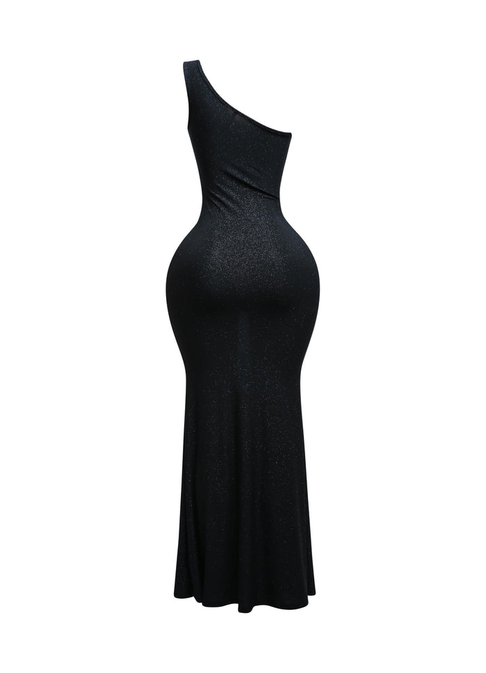 Wavy wired one shoulder maxi dress - Muvin 