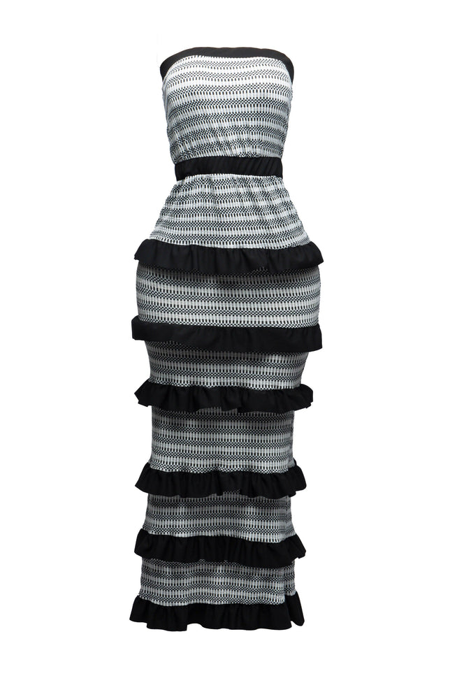 Ruffle detailed tube maxi dress - Muvin 