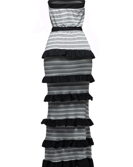 Ruffle detailed tube maxi dress - Muvin 