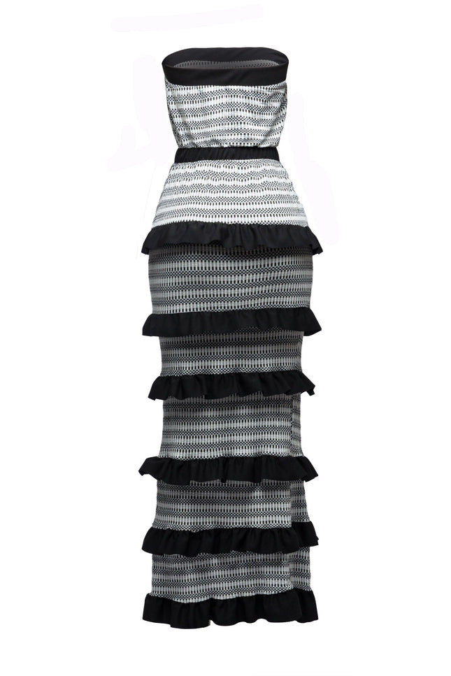 Ruffle detailed tube maxi dress - Muvin 