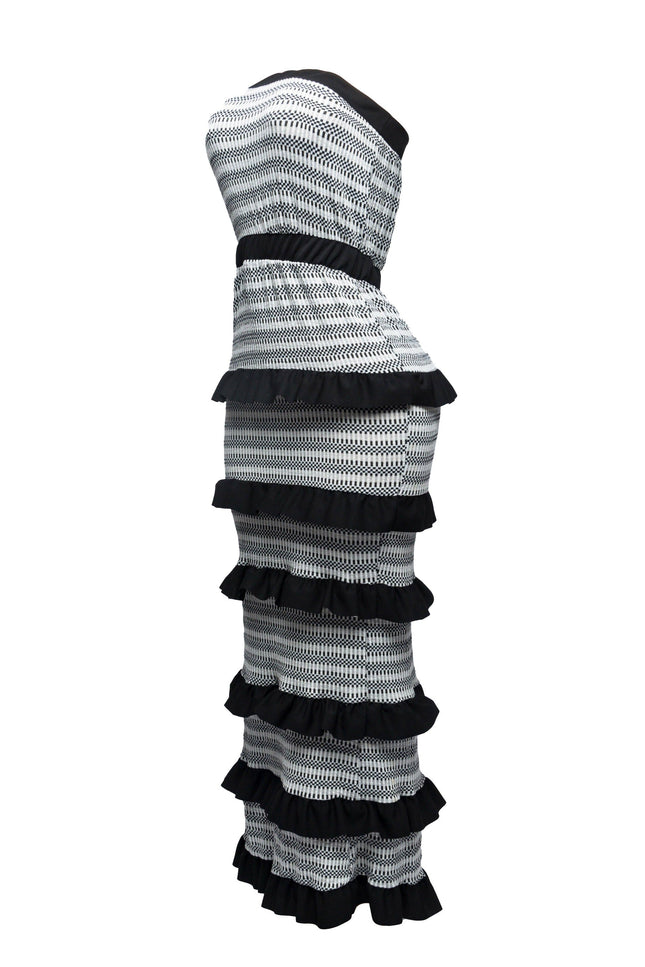 Ruffle detailed tube maxi dress - Muvin 