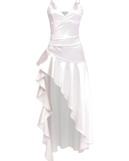 Bridal-ready white gown with sleek silhouette and zip back

