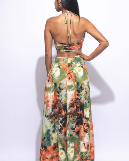 Printed maxi Dress with high slit - Muvin 