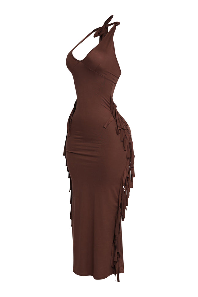 Fringe Theory Halter Maxi Dress.. - Muvin 