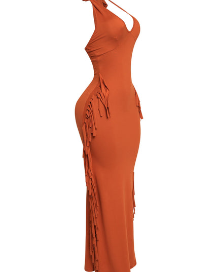 Fringe Theory Halter Maxi Dress.. - Muvin 