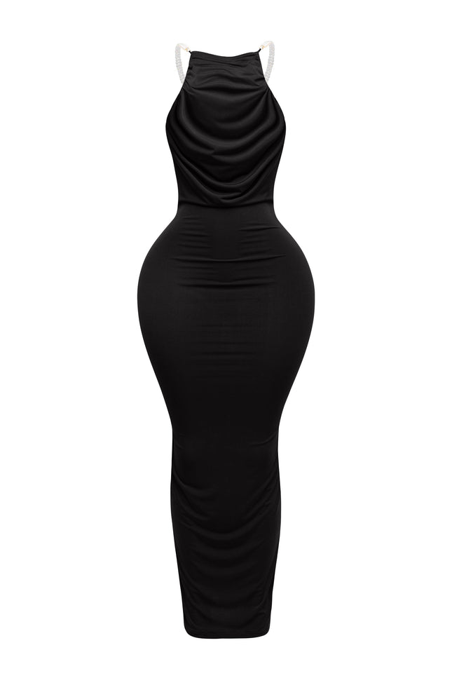 Backless pearl trimmed maxi dress - Muvin 