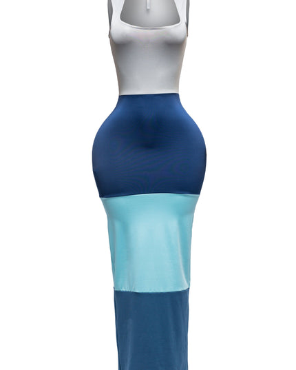 Sleeveless color block maxi dress - Muvin 