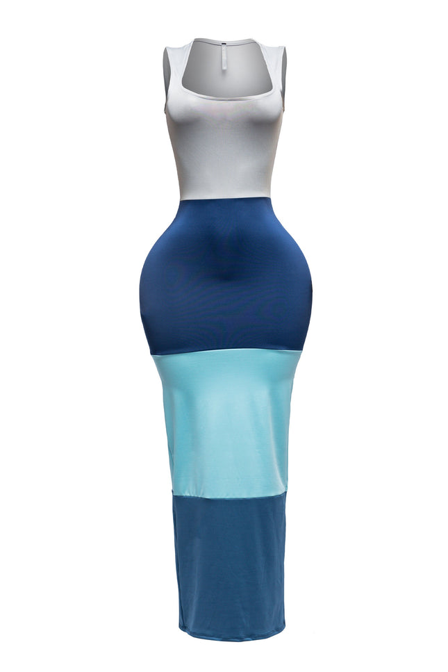 Sleeveless color block maxi dress - Muvin 