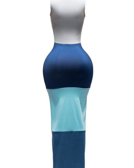 Sleeveless color block maxi dress - Muvin 