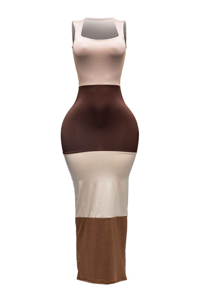 Sleeveless color block maxi dress - Muvin 