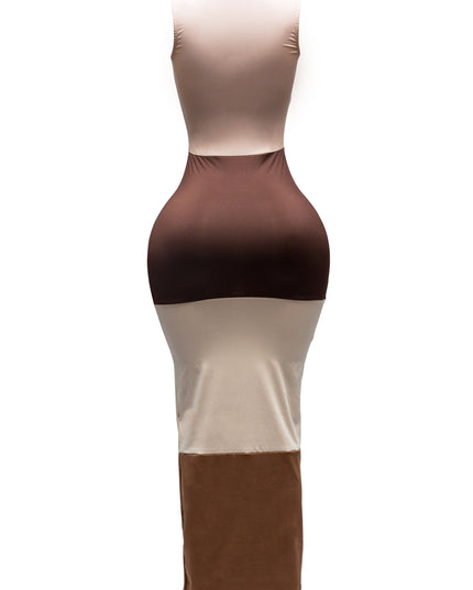 Sleeveless color block maxi dress - Muvin 