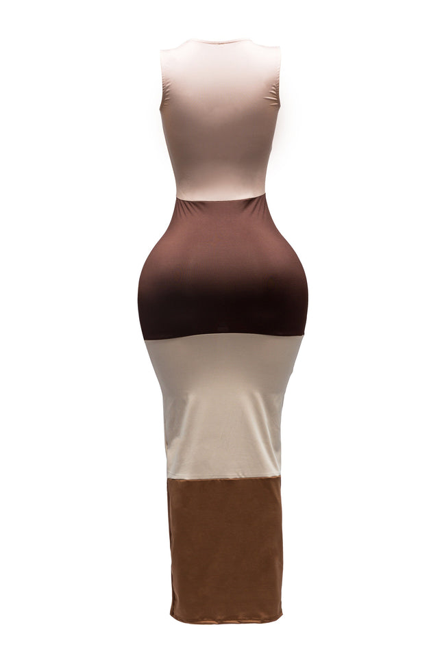Sleeveless color block maxi dress - Muvin 