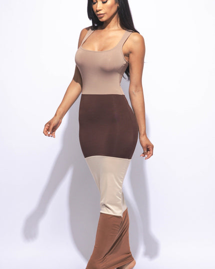 Sleeveless color block maxi dress - Muvin 