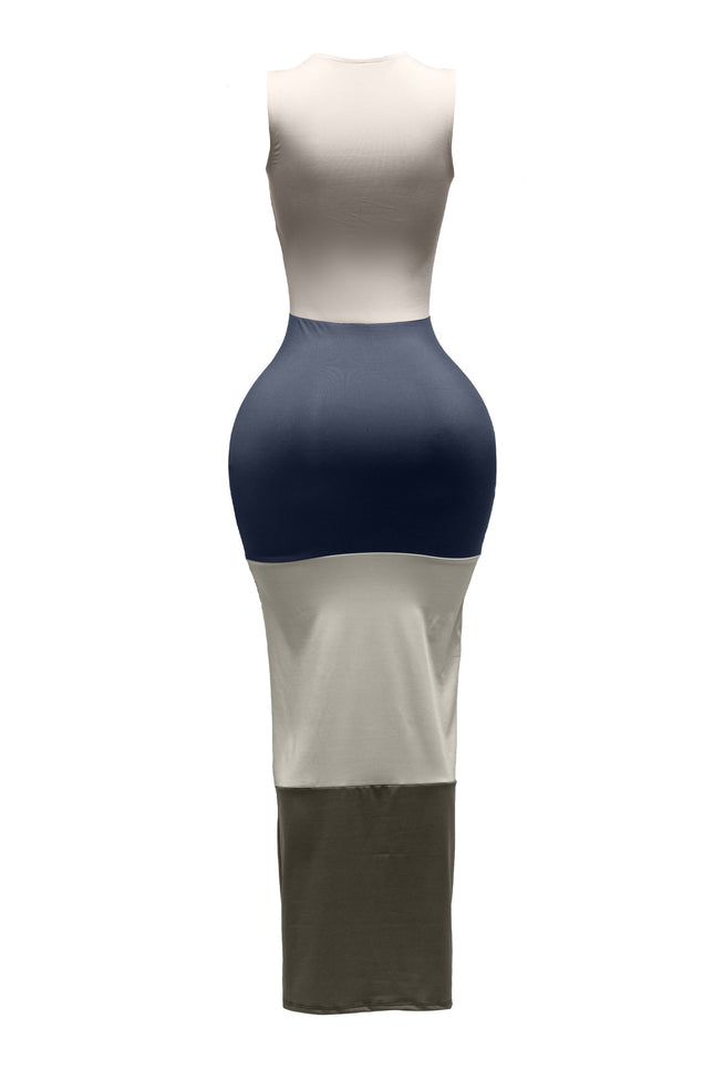 Sleeveless color block maxi dress - Muvin 