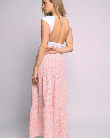 Floral Textured Tiered Maxi Skirt - Muvin 