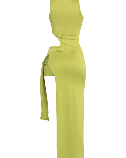 Playful lime cutout dress with sleek silhouette and bold color

