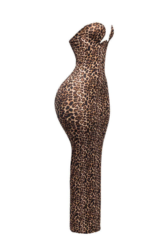 Strapless leopard maxi dress - Muvin 