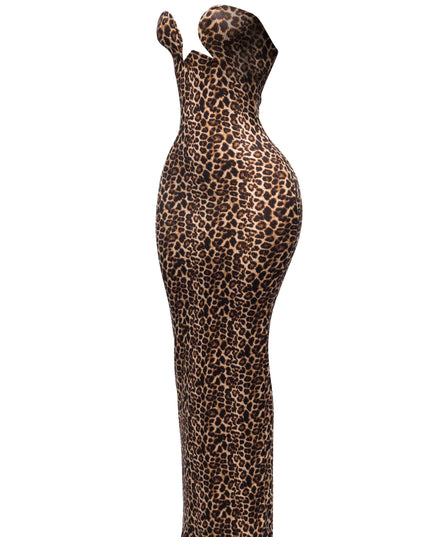 Strapless leopard maxi dress - Muvin 