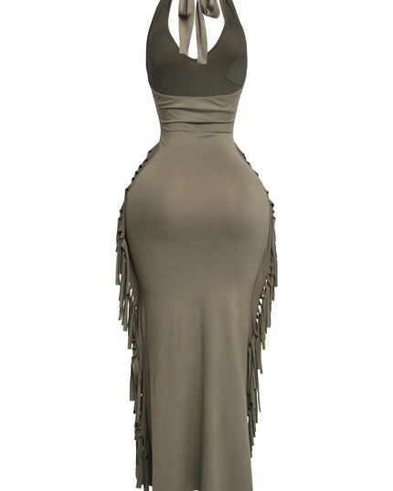 Fringe Theory Halter Maxi Dress... - Muvin 