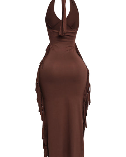 Fringe Theory Halter Maxi Dress... - Muvin 