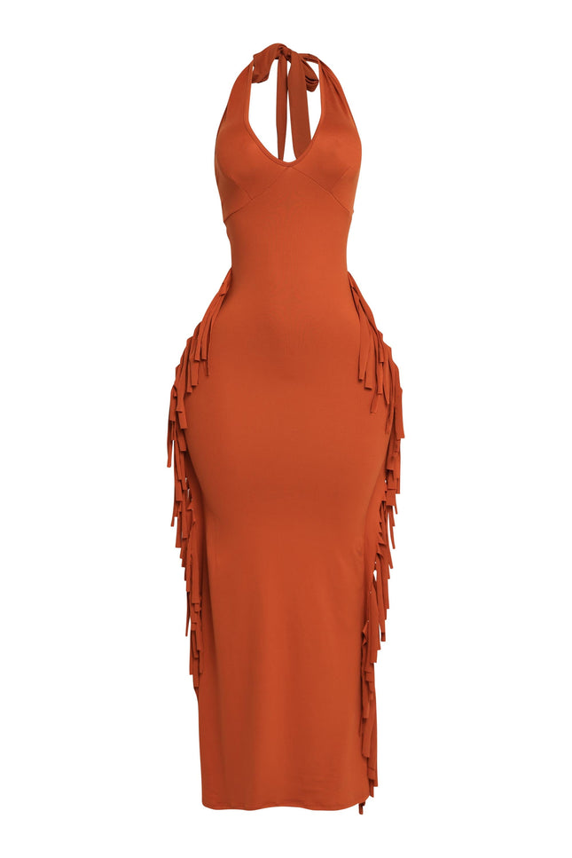 Fringe Theory Halter Maxi Dress... - Muvin 