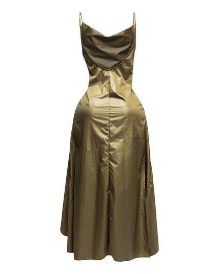 Ruched Cowl Neck Maxi Dress - Muvin 