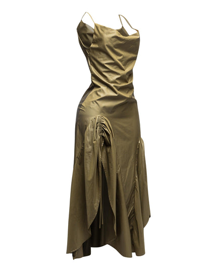 Ruched Cowl Neck Maxi Dress - Muvin 