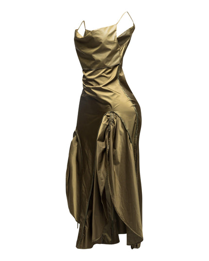Ruched Cowl Neck Maxi Dress - Muvin 