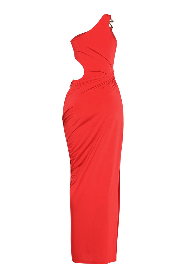 Asymmetric Cut-Out Maxi Dress with Draped Detail.. - Muvin 