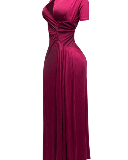 SHORT SLEEVE CUTOUT MAXI DRESS - Muvin 