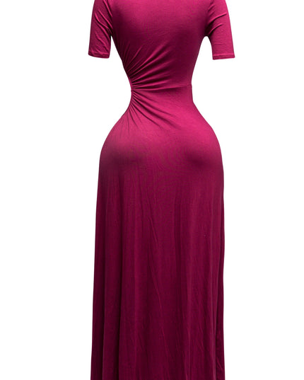 SHORT SLEEVE CUTOUT MAXI DRESS - Muvin 