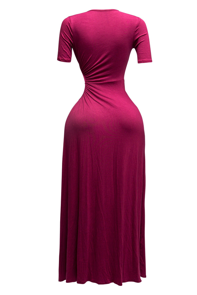 SHORT SLEEVE CUTOUT MAXI DRESS - Muvin 