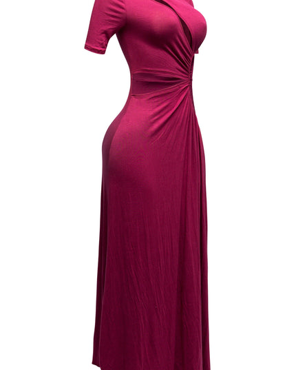 SHORT SLEEVE CUTOUT MAXI DRESS - Muvin 