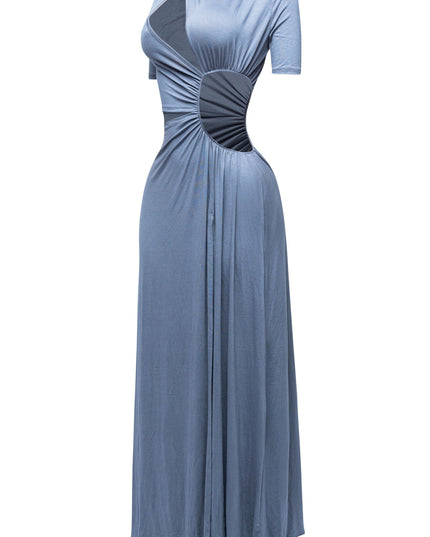 SHORT SLEEVE CUTOUT MAXI DRESS - Muvin 
