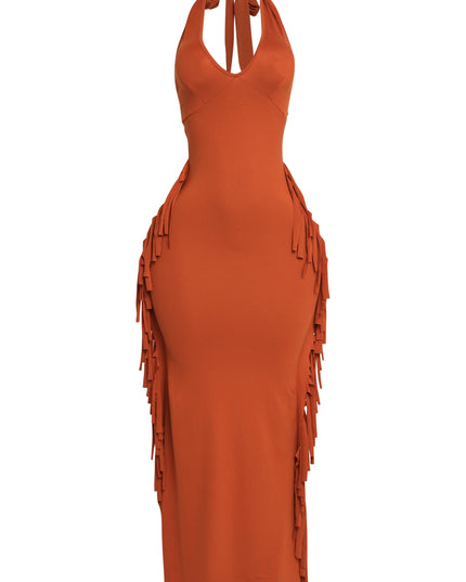Fringe Theory Halter Maxi Dress.... - Muvin 