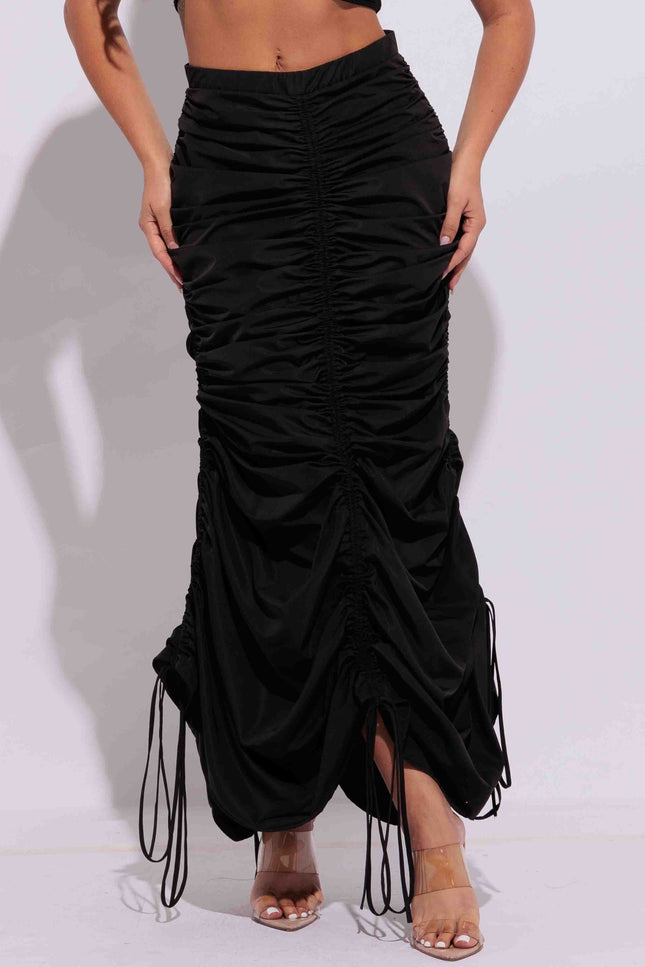 Drawstring ruched maxi skirt - Muvin 