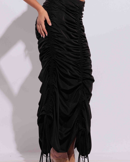 Drawstring ruched maxi skirt - Muvin 