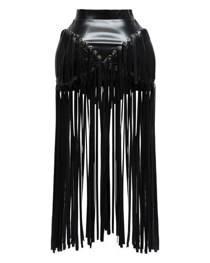 Faux leather fringed skirt - Muvin 