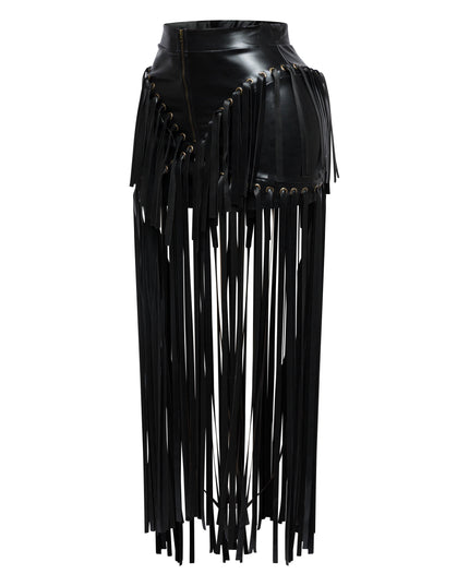 Faux leather fringed skirt - Muvin 