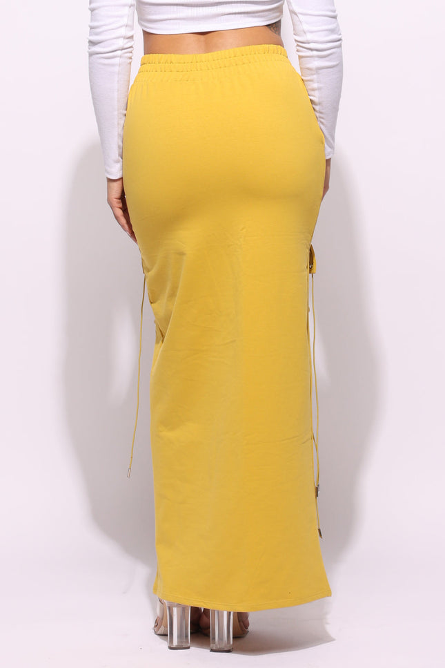 Lace up detailed pocket maxi skirt - Muvin 