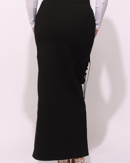 Lace up detailed pocket maxi skirt - Muvin 