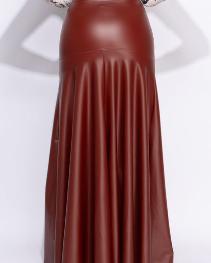 Matte PU maxi skirt with high slit - Muvin 