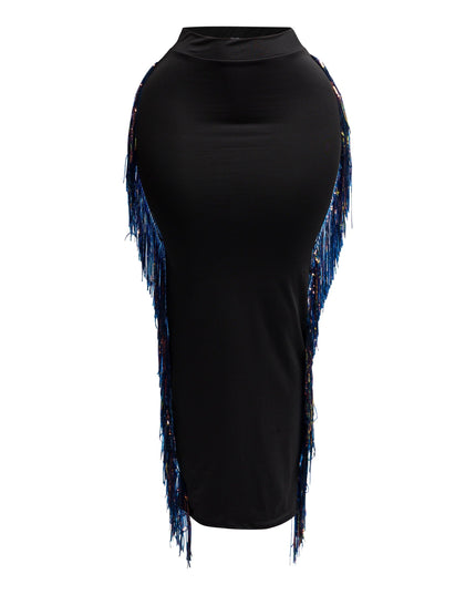 Sequins Fringe Maxi Skirt - Muvin 