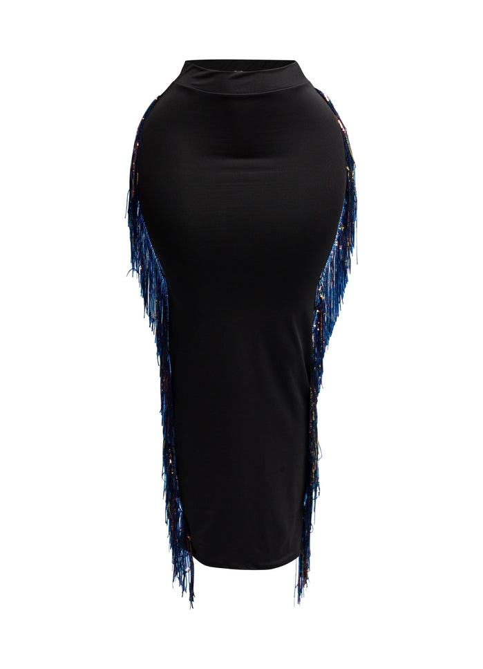 Sequins Fringe Maxi Skirt - Muvin 