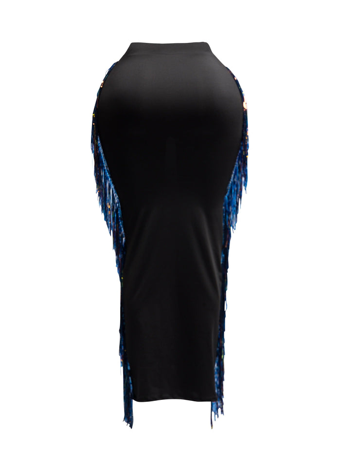 Sequins Fringe Maxi Skirt - Muvin 