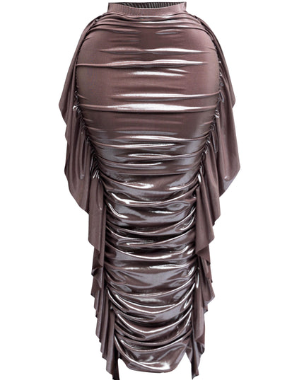 Side ruffle ruched maxi skirt - Muvin 